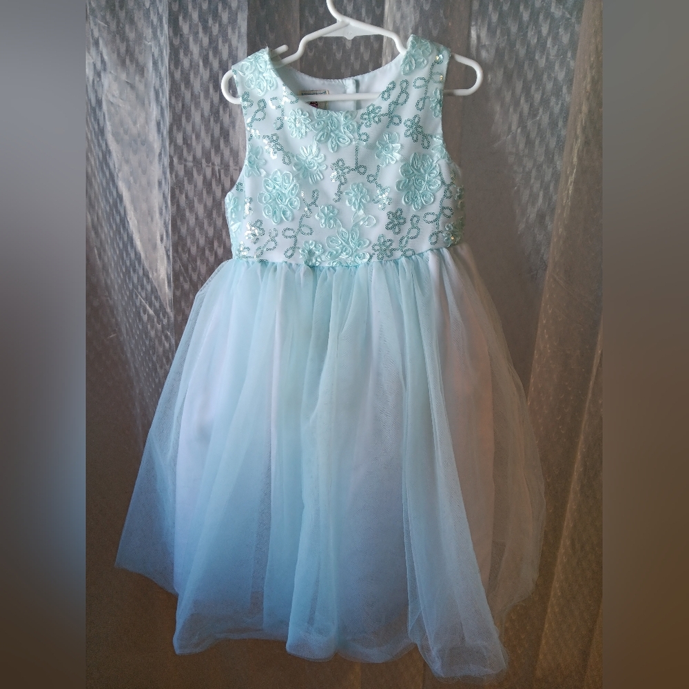 Marmellata Light Blue Embroidered Kids Dress